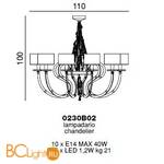 Подвесная люстра на штанге Beby Group Crystal rain 0230B02 Light gold 666 SW Golden Teak - Схема