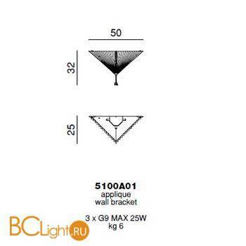 Настенный светильник Beby Group Crystal sand 5100A01 Chrome - Схема