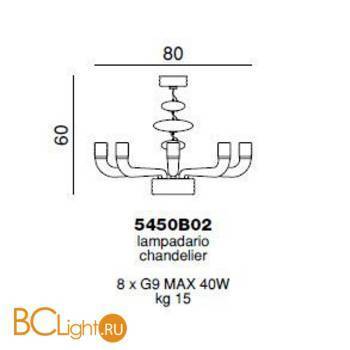 Люстра Beby Group Diadema 5450B02 Chrome Fuchsia Venice - Схема