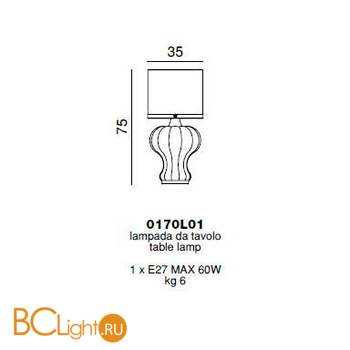 Настольная лампа Beby Group Diamond 0170L01 Chrome Red Sensuelle White Pearled - Схема