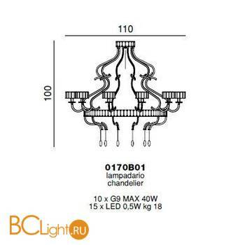 Потолочная люстра Beby Diamond 0170B01 Chrome Swarovski Plaque - Схема