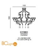 Потолочная люстра Beby Diamond 0170B01 Chrome Swarovski Plaque - Схема