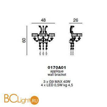 Бра Beby Diamond 0170A01 Chrome Swarovski Almond - Схема