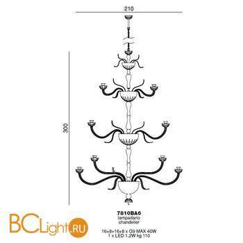 Люстра Beby Garden Party 7810BA6 Gold Multi glass SW Jet Turquoise - Схема