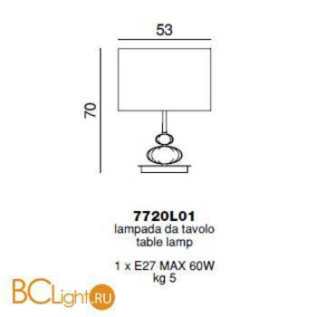 Настольная лампа Beby Group Gloss 7720L01 Light gold Cristallo 624 - Схема