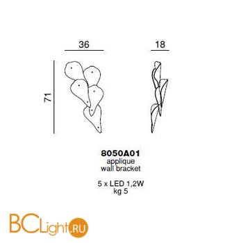 Настенный светильник Beby Group Hyride 8050A01 Light gold Sapphire - Схема