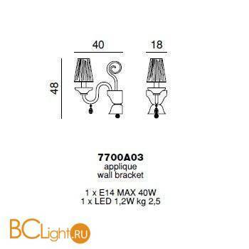 Бра Beby Group La Femme 7700A03 Gold Golden Portofino SW Golden Teak - Схема