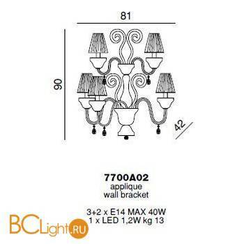 Бра Beby La Femme 7700A02 Chrome Red Sensuelle 280 Swarovski Almond - Схема