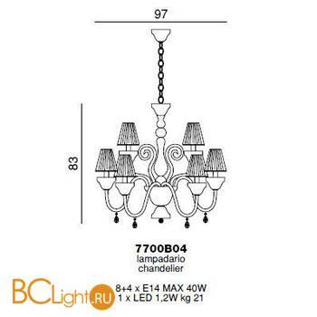 Люстра Beby La Femme 7700B04 Chrome Silver Cortina 595 Swarovski Almond - Схема
