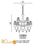 Люстра Beby La Femme 7700B04 Chrome Silver Cortina 595 Swarovski Almond - Схема