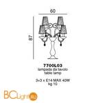 Настольная лампа Beby La Femme 7700L03 Chrome Silver Cortina 595 Swarovski Almond - Схема