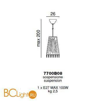 Подвесной светильник Beby La Femme 7700B08 Chrome Dark rome 397 Swarovski Almond - Схема