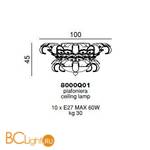 Потолочный светильник Beby Group Mademoiselle Corolle 8000Q01 Chrome Trasparent graniglia Glass - Схема