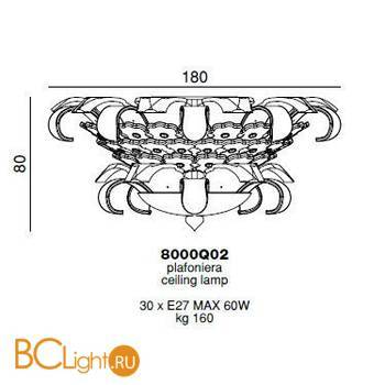 Потолочный светильник Beby Group Mademoiselle Corolle 8000Q02 Chrome Trasparent graniglia Glass - Схема