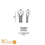 Настенный светильник Beby Group Mademoiselle Corolle 8010A03 Light gold Trasparent graniglia Glass Swarovski Plaque - Схема