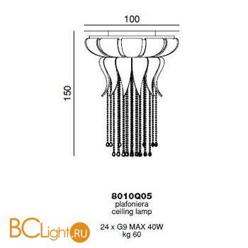 Потолочный светильник Beby Group Mademoiselle Corolle 8010Q05 Light gold Amber graniglia Glass Swarovski Plaque - Схема