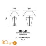 Настольная лампа Beby Group Milano Deco 8030L01 Light gold Transparent Glass - Схема
