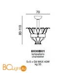 Подвесной светильник Beby Group Milano Deco 8030B01 Light gold Smoked Glass - Схема