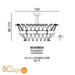 Подвесной светильник Beby Group Milano Deco 8030B03 Light gold Smoked Glass - Схема