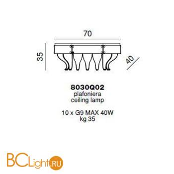 Потолочный светильник Beby Group Milano Deco 8030Q02 Light gold Smoked Glass - Схема