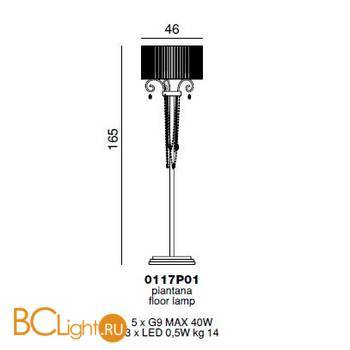 Торшер Beby Group Miss Bjioux 0117P01 White Leather 01 White Trasparent Cut Crystal - Схема
