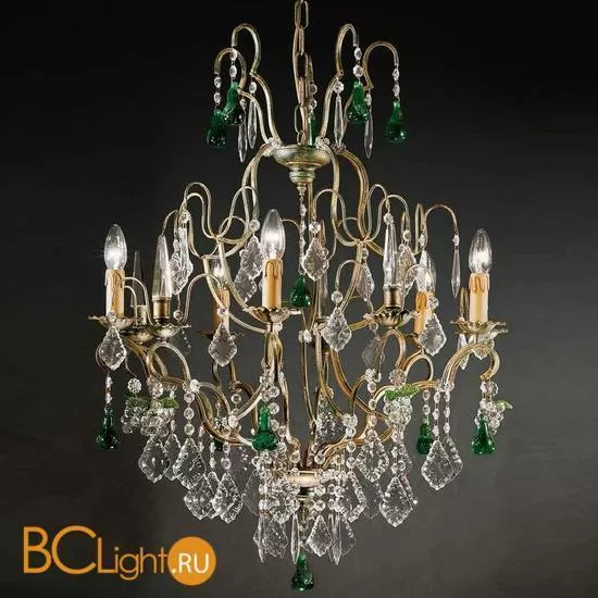 Люстра Beby Group Old style 3309/5 Green gold HALF CUT WITH GLASS FRUITS