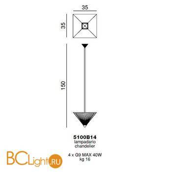 Подвесной светильник Beby Group Outdoor 5100B14 Chrome Transparent - Схема