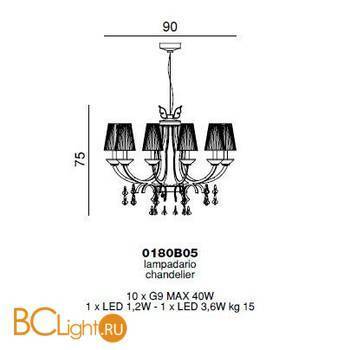 Люстра Beby Group Prestige 0180B05 Light gold 024 Trasparent Half Cut Crystal - Схема