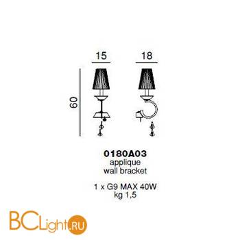 Бра Beby Prestige 0180A03 Chrome 024 Half Cut Plaque - Схема