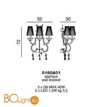 Бра Beby Prestige 0180A01 Chrome 024 Half Cut Plaque - Схема