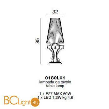 Настольная лампа Beby Prestige 0180L01 Chrome 024 Half Cut Plaque - Схема