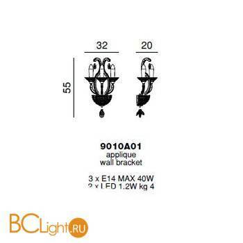 Бра Beby Group Princess 9010A01 Light gold SW Bronze Shade - Схема