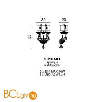 Бра Beby Group Princess 9010A01 Light 666 SW Bronze Shade - Схема