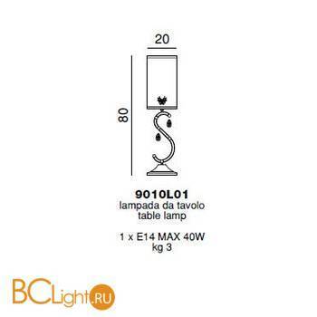 Настольная лампа Beby Group Princess 9010L01 Light gold 624 SW Bronze Shade - Схема