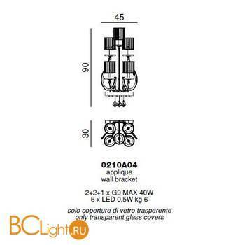 Бра Beby Group Prive 0210A04 Chrome Silver Cortina White Swarovski Plaque - Схема