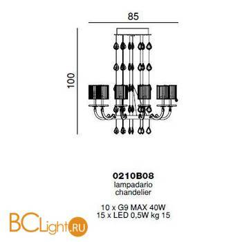Люстра Beby Group Prive 0210B08 Chrome Golden Portofino White Red - Схема