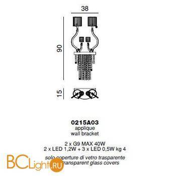 Бра Beby Group Prive 0215A03 Chrome Silver Cortina White - Схема