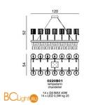 Люстра Beby Group Prive 0220B01 Chrome Dark Rome Golden Portofino Black - Схема