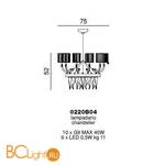 Люстра Beby Group Prive 0220B04 Chrome Violet White - Схема