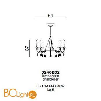 Люстра Beby Group Privilege 0240B02 Chrome Red Sensuelle SW Red Magma - Схема