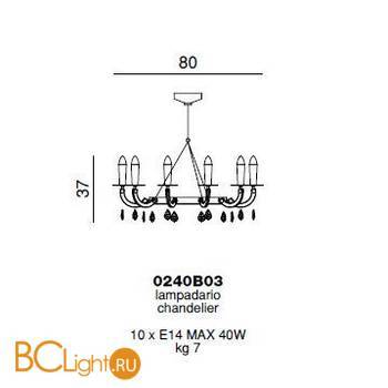 Люстра Beby Group Privilege 0240B03 Light gold Golden Portoino SW Jet Golden Teak - Схема