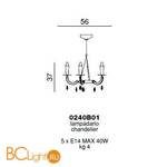 Люстра Beby Group Privilege 0240B01 Chrome Blue Greece SW Blu Violet - Схема