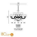 Люстра Beby Group Pure 7820BB1 Gold Burro N115 SW Jet Golden Teak - Схема