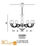 Люстра Beby Group Pure 7820BB4 Chrome Green Tuscany N316 Fuxia - Схема