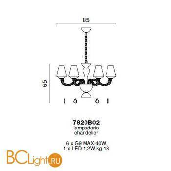 Люстра Beby Group Pure 7820B02 Chrome Turquoise Capri White White Silver Leaf - Схема
