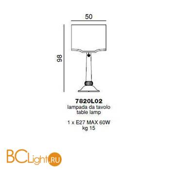 Настольная лампа Beby Group Pure 7820L02 Chrome Fuchsia Venice 017 - rose - Схема