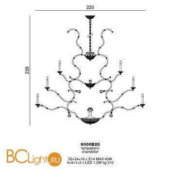 Люстра Beby Group Queen of Roses 9000B20 Gold SW Golden Teak - Схема