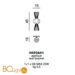 Настенный светильник Beby Group Secret 0650A01 Light gold Gold leaf - Схема