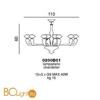 Люстра Beby Group Silver night 0200B01 Light gold Golden Portofino - Схема