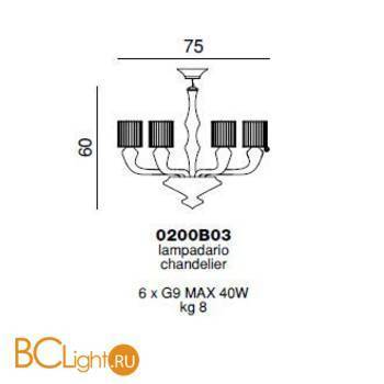 Люстра Beby Group Silver night 0200B03 Chrome Silver Cortina White - Схема